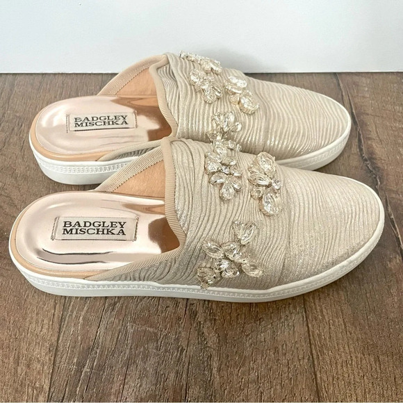 Badgley Mischka Seline  Embellished Slip On Sneakers Mule - Picture 2 of 6